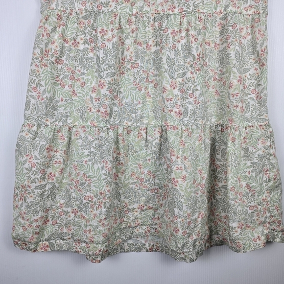 Joie Womens Sleeveless 100% Linen Floral Boho Peasant Tiered Mini Dress Size L - Picture 5 of 13